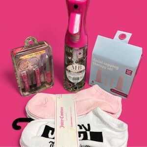 Juicy Couture Socks/Paris Hilton manicure set/MHB spray Bottle/Face Cups